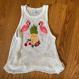 American eagle tropical flamingo crochet top